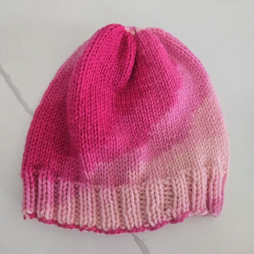 Hand Knitted Crochet Beanie in Pink Hat Women's New